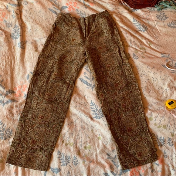 90s Vintage Cropped Patterned Dress Pants - Picture 9 of 10
